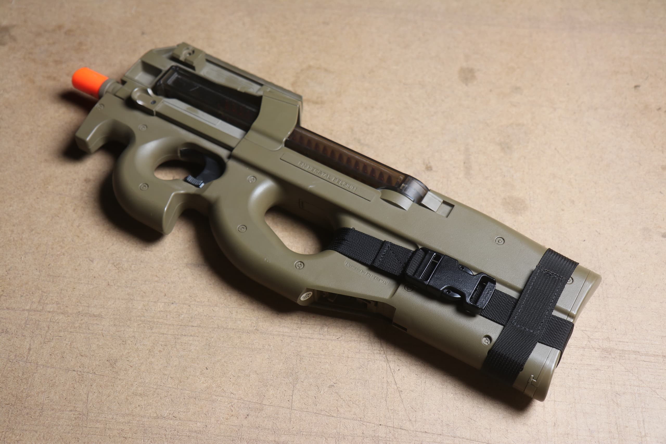 Tactical Gear Lines P90 Black Harness Attached to a PS90 used for Airsoft