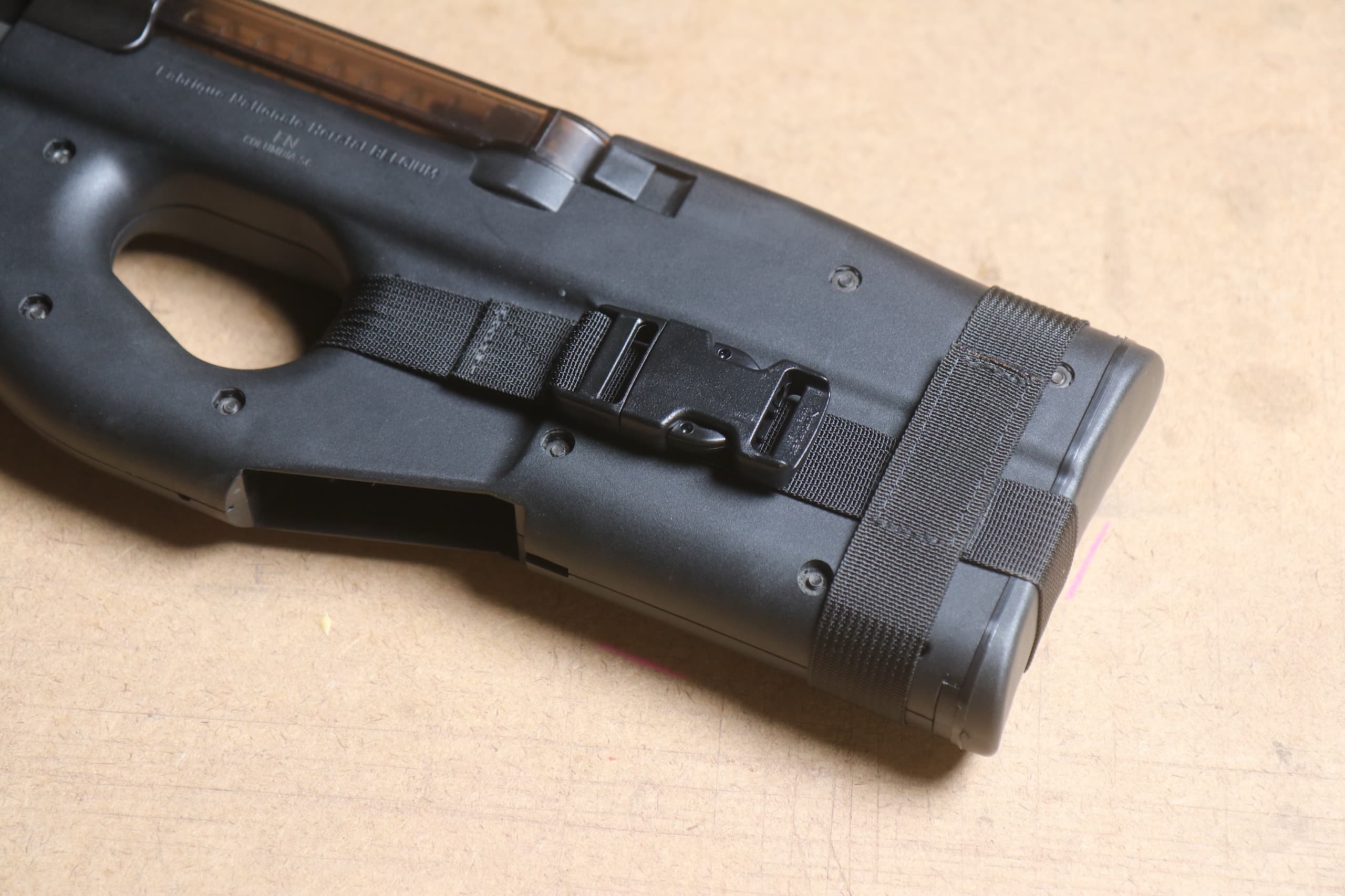 Tactical Gear Lines P90 Black Harness Attached to a PS90