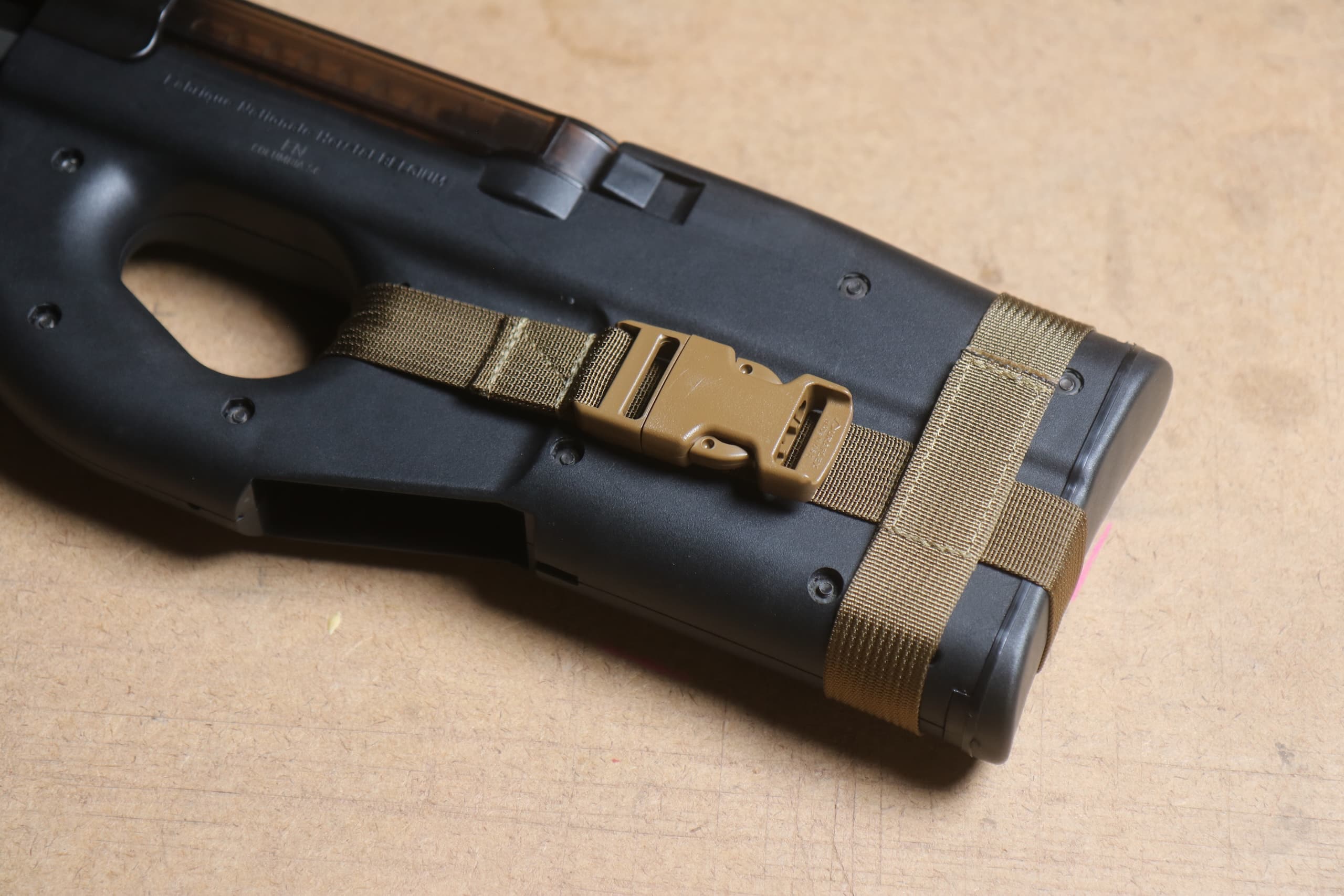 Tactical Gear Lines P90 Coyote Harness Attached to a PS90